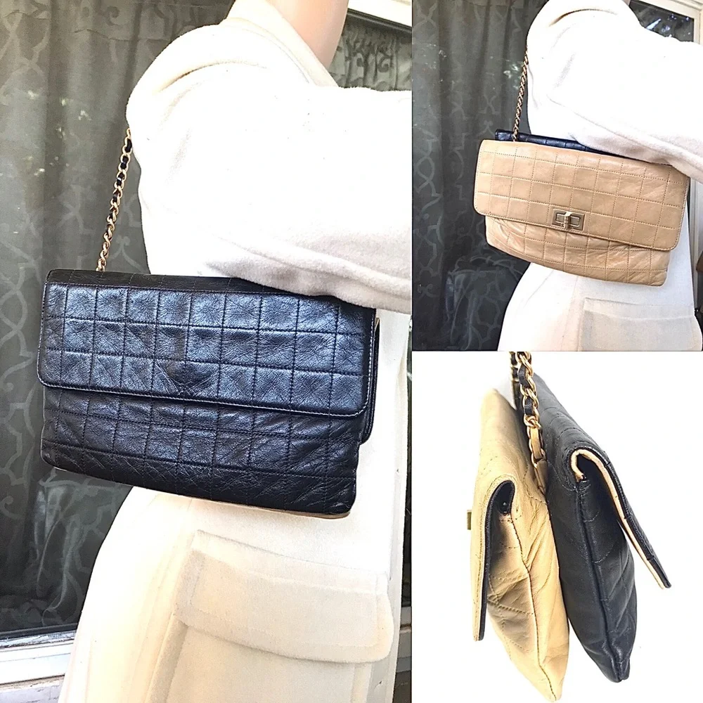 RARE Hot Find! Chanel 2 Face Sheepskin Flap Crossbody - Authentic - Picture 3 of 16